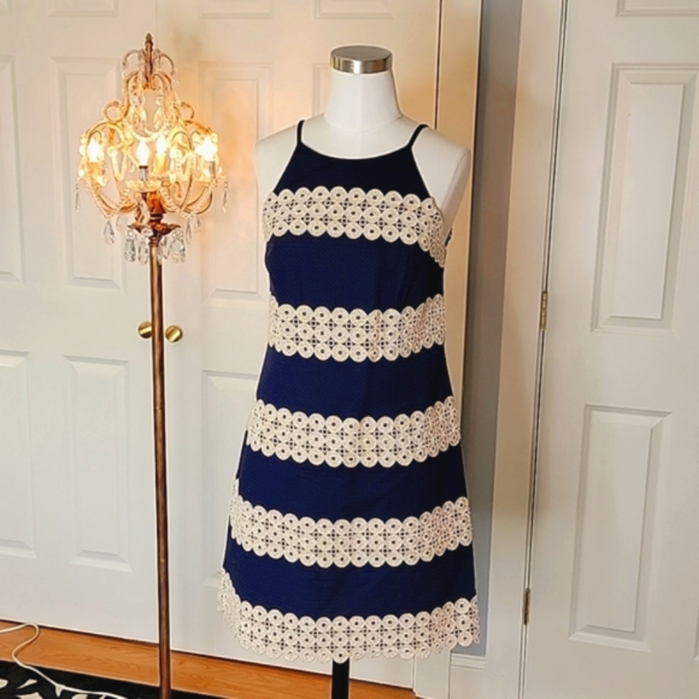 NWOT, Lilly Pulitzer Gold & Navy Annabelle Dress, Perfect NYE or wedding guest